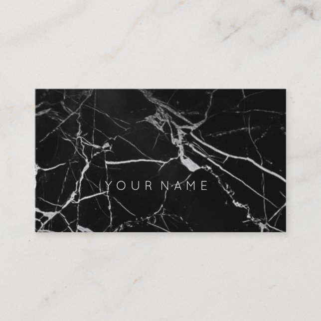 White Black Grungy  Marble Vip Business Card (Front)