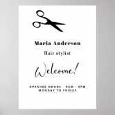 Hair Salon Hairstylist Modern Blue & Gold Scissors Shower Curtain, Zazzle