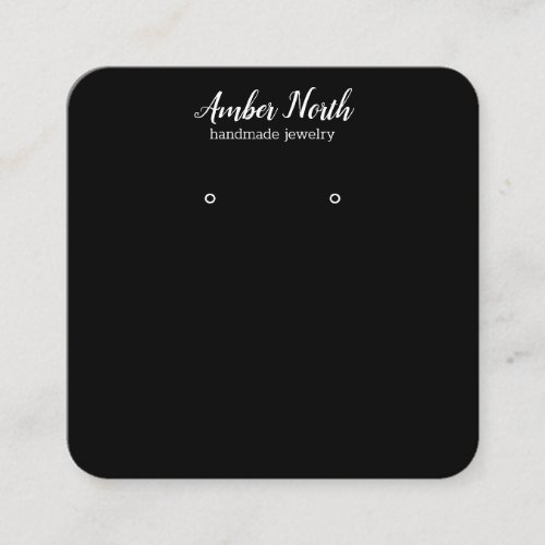 WHITE BLACK Hand Written Calligraphy Earring  Square Business Card