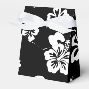 White & Black Hibiscus Flower Party Favor Box