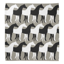 White, Black Horses/Aluminum Silver Background