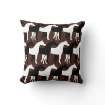 White, Black Horses/Brown Background