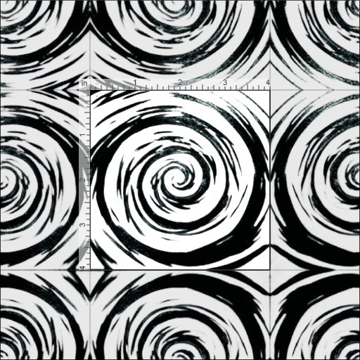 White & Black Hypnotic Swirl Art Fabric