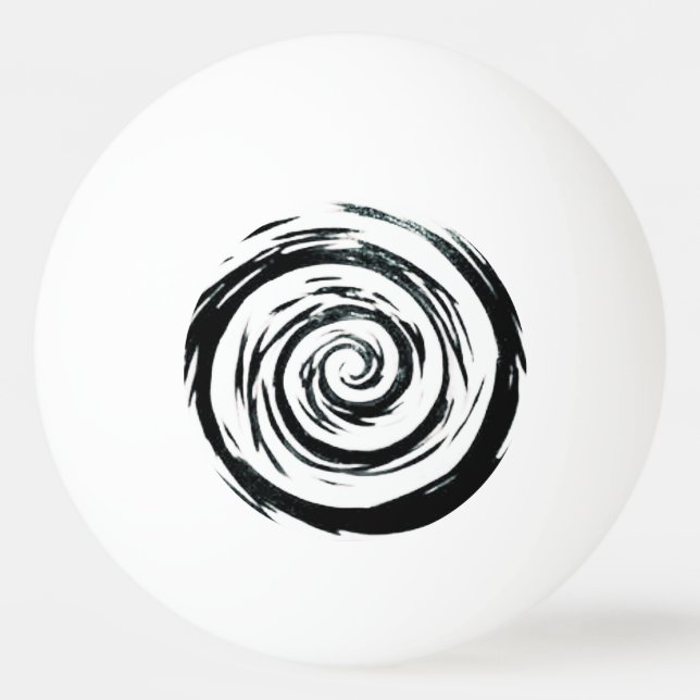 White & Black Hypnotic Swirl Art Ping Pong Ball (Back)