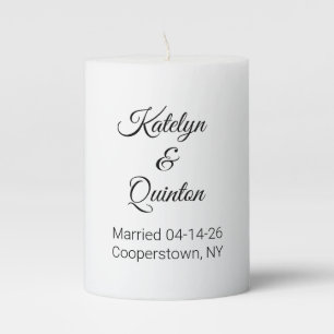 White & Black in Elegance: Wedding Pillar Candle