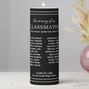 White Black In Memory Of Classmates School Reunion Pillar Candle