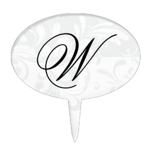 White/Black Initial Monogram Wedding Cake Pick