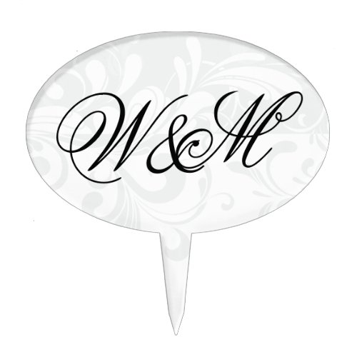 WhiteBlack Initials Monogram Wedding Cake Pick