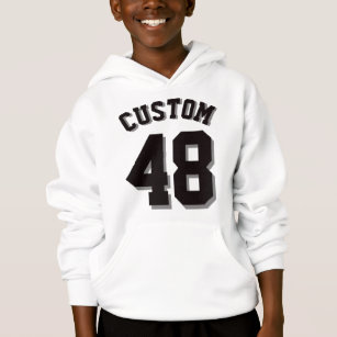 White & Black Kids   Sports Jersey Hoodie