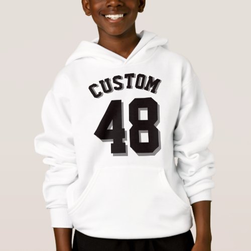 White  Black Kids  Sports Jersey Hoodie