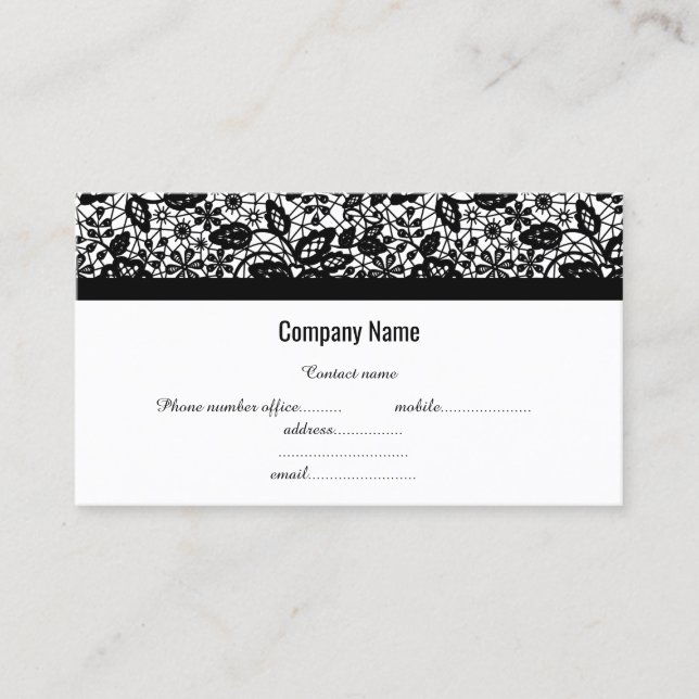 WHITE  BLACK LACE COMPANY BUSINESS  CARD (Front)