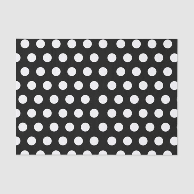 White & Black Large Medium Polka Dot Party Tissue Paper (Front)