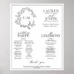 White Black Leafy Crest Monogram Wedding Program Poster<br><div class="desc">We're loving this White Black Leafy Crest Monogram Wedding Program Poster! Simple, elegant, and oh-so-pretty, it features a hand drawn leafy wreath encircling a modern wedding monogram. It is personalized in elegant typography, and accented with hand-lettered calligraphy. Finally, it is trimmed in a delicate frame. features all the details normally...</div>