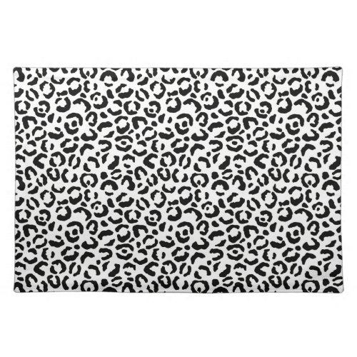White Black Leopard Print    Cloth Placemat
