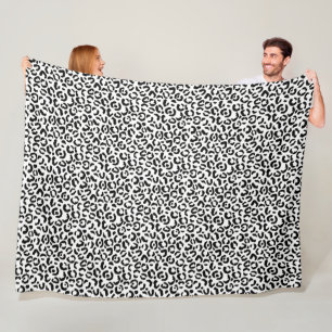 White Black Leopard Print Fleece Blanket
