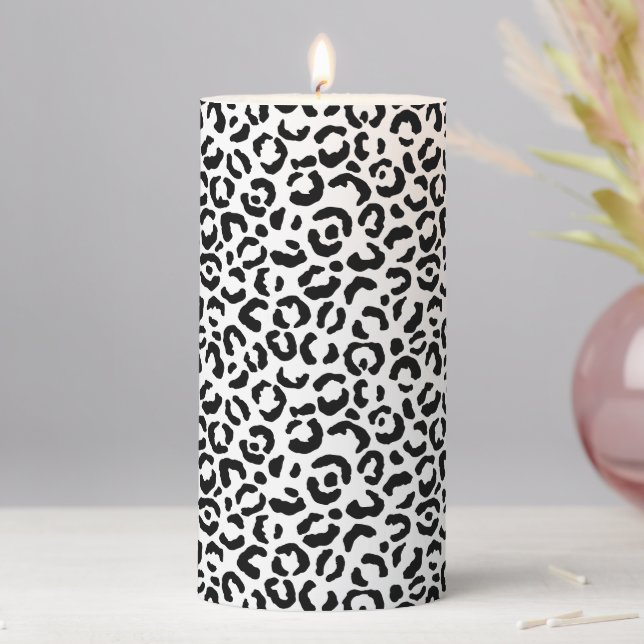 White Black Leopard Print     Pillar Candle (In Situ)