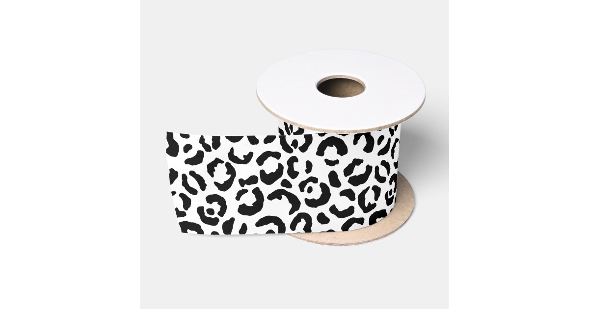 White Black Leopard Print Satin Ribbon | Zazzle