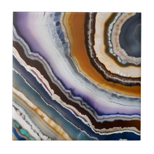 White Black Lilac Blue Terracotta Agate Geode Ceramic Tile