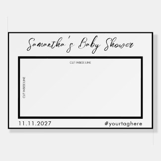 White Black Line Photo Booth Selfie baby shower Foam Board