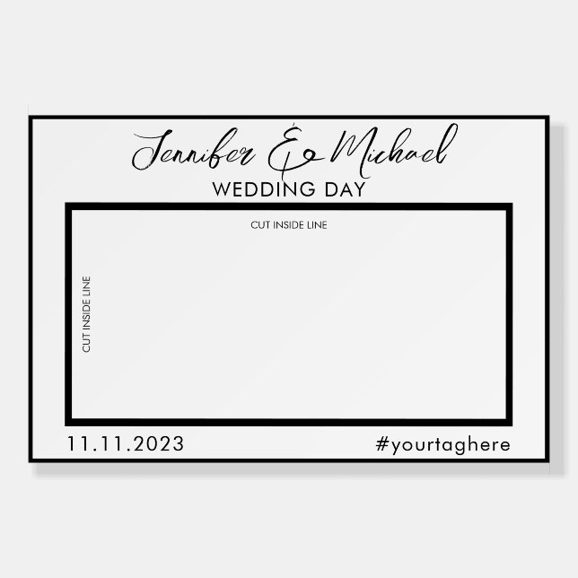 White Black Line Photo Booth Selfie Foam Board (Front)