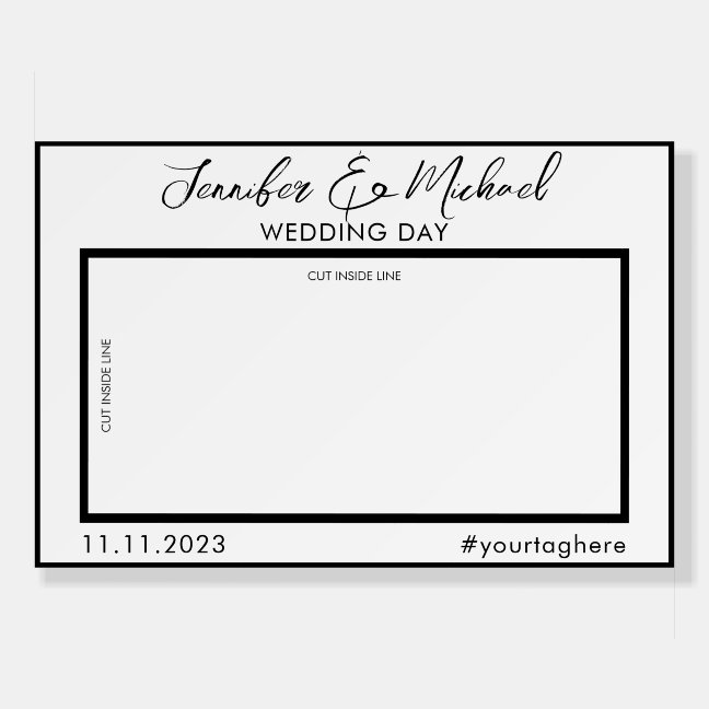 White Black Line Photo Booth Selfie Foam Board