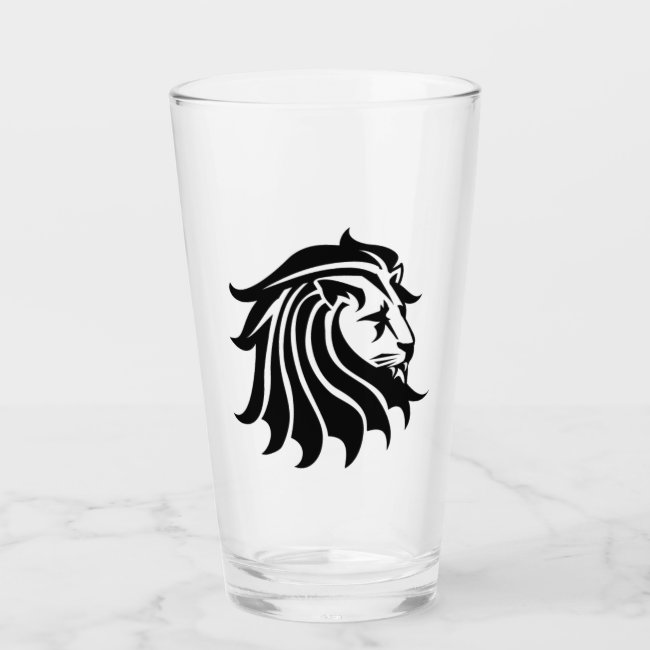 White Black Lion Silhouette Drinking Glass Tumbler