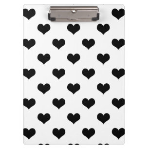 White Black Love Heart Pattern Design Clipboard