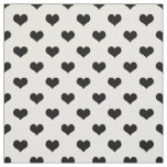 White Black Love Heart Pattern Design  Fabric