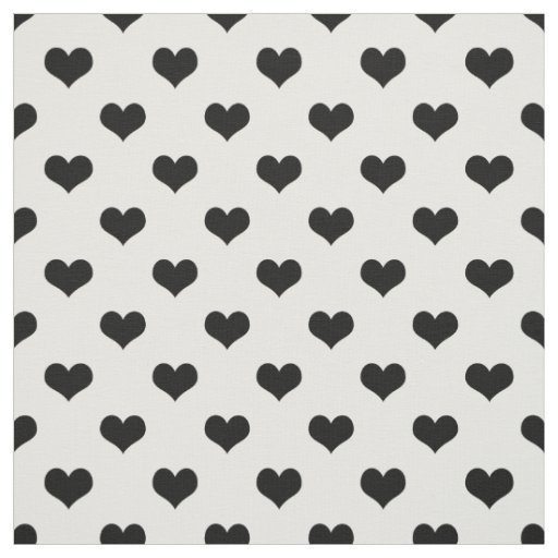 White Black Love Heart Pattern Design  Fabric