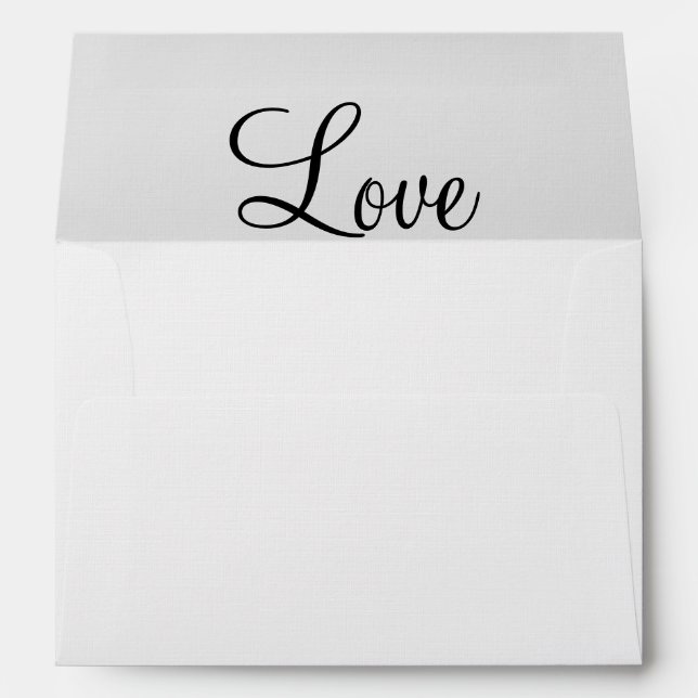 White Black Love Wording Wedding Envelopes (Back (Bottom))