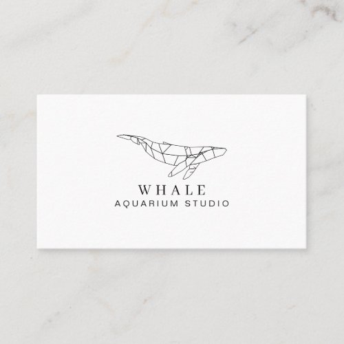 White Black Low Poly Aquarium Fish Whale Business Card