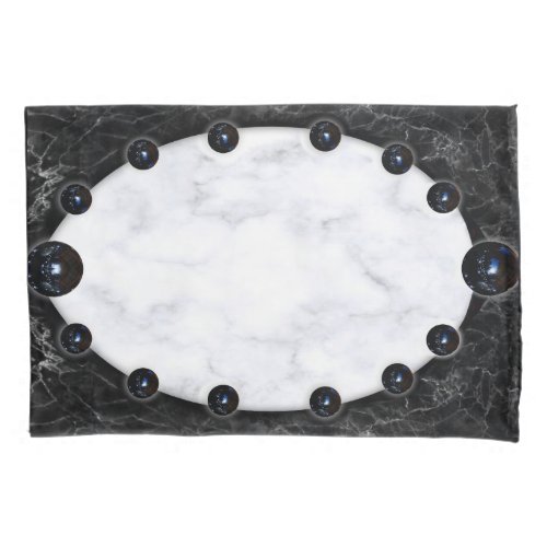 White  Black Marble Sphere Graphics Pillow Case