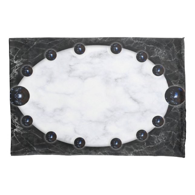 White & Black Marble Sphere Graphics Pillow Case (Front)