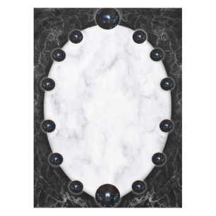 White & Black Marble Sphere Graphics Tablecloth