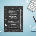 White Black Math Formulas Chalkboard Birthday Invitation<br><div class="desc">Great math birthday party invitation with a background of white formulas and equations on a chalkboard like black background. Illustrated and designed by Patricia Alvarez.</div>