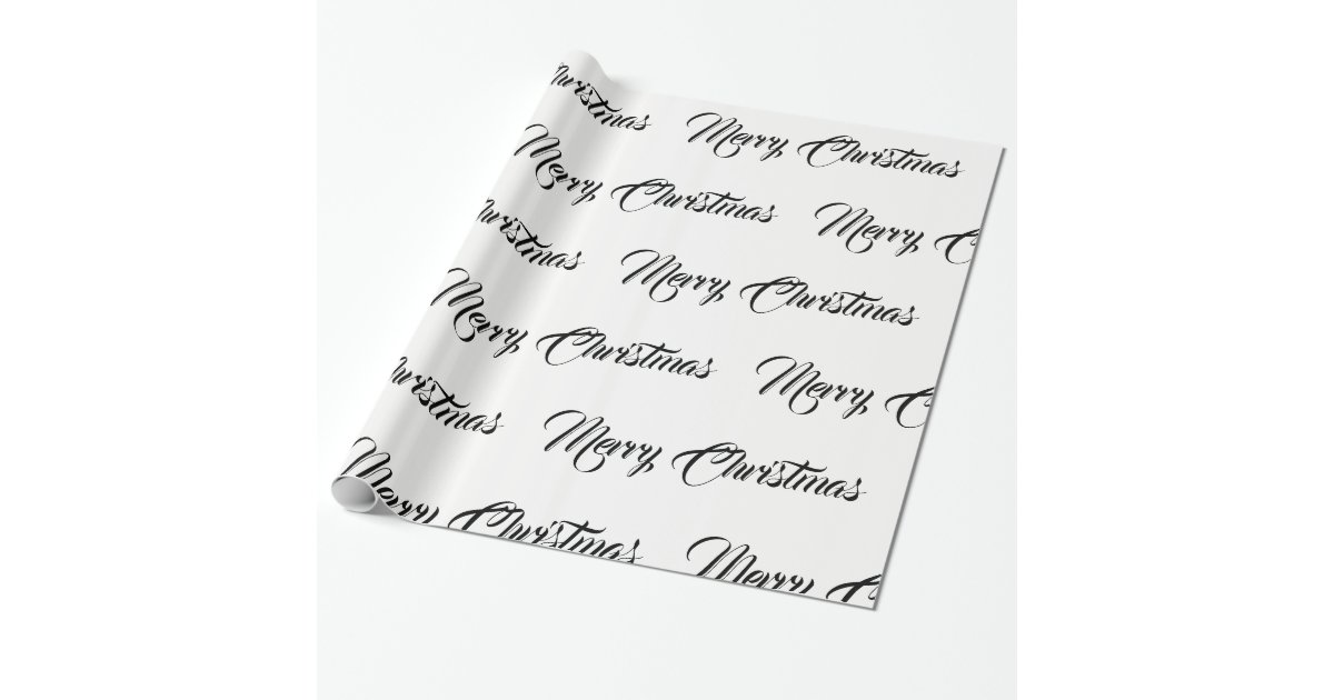 Cute Kraft Paper Black Script Font Merry Christmas, Zazzle