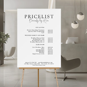 White & Black Minimal Elegant Salon Price List Foam Board