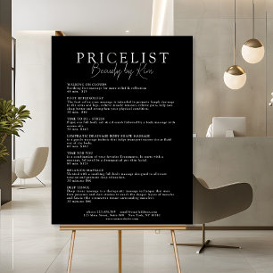 White & Black Minimal Elegant Salon Price List Foam Board