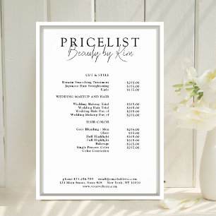 White & Black Minimal Elegant, Salon Price List Poster