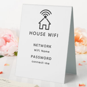 White & Black Minimalist House Wifi Password Table Tent