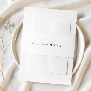 White Black Minimalist Wedding Invitation Belly Band