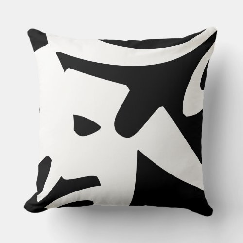 White  Black modern abstract designer Throw Pillow