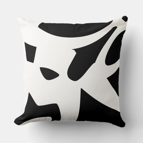 White  Black modern abstract designer Throw Pillow