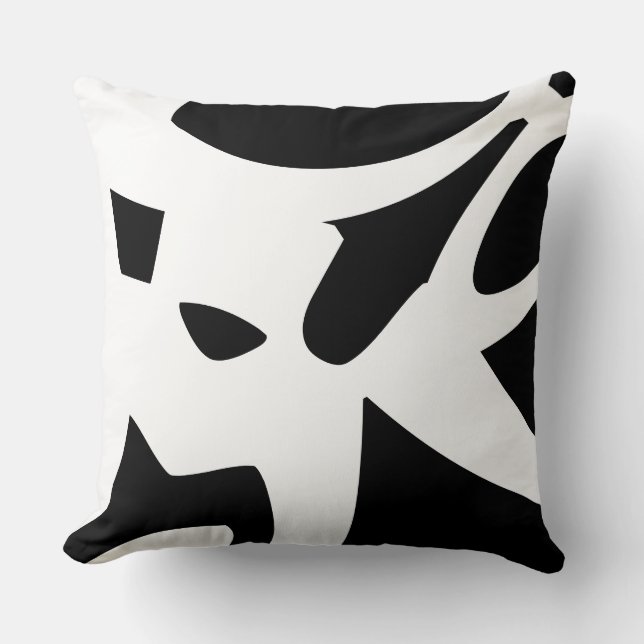 White & Black modern abstract designer Throw Pillow (Front)