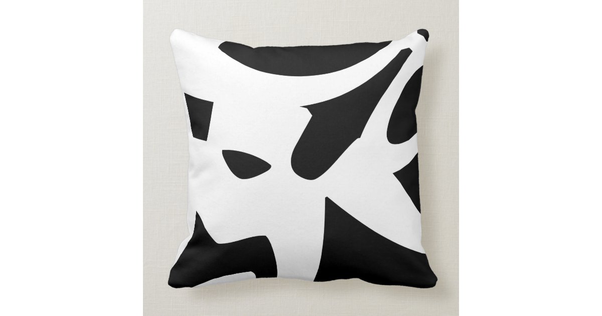 White Black Modern Abstract Designer Throw Pillow Zazzle Com