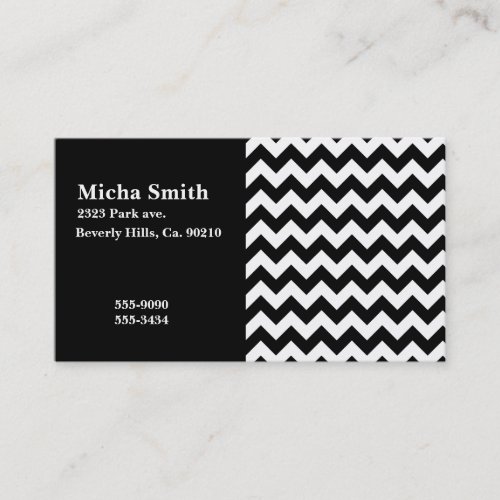 White &amp; Black Modern Chevron Monogram Business Card Templates