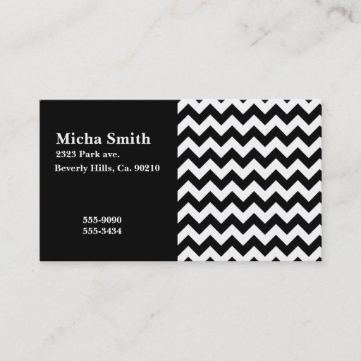 Customizable White &amp; Black Modern Chevron Monogram Business Card Templates