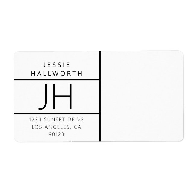 White & Black Modern Looking Return Address Label (Front)