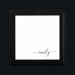 White Black Modern Script Monogram Name Gift Box<br><div class="desc">Black and White Simple Script Monogram Name. This makes the perfect sweet 16 birthday,  wedding,  bridal shower,  anniversary,  baby shower or bachelorette party gift for someone that loves glam luxury and chic styles.</div>