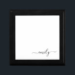 White Black Modern Script Monogram Name Gift Box<br><div class="desc">Black and White Simple Script Monogram Name. This makes the perfect sweet 16 birthday,  wedding,  bridal shower,  anniversary,  baby shower or bachelorette party gift for someone that loves glam luxury and chic styles.</div>